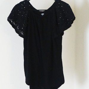 Black Floral Sleeve Shirt